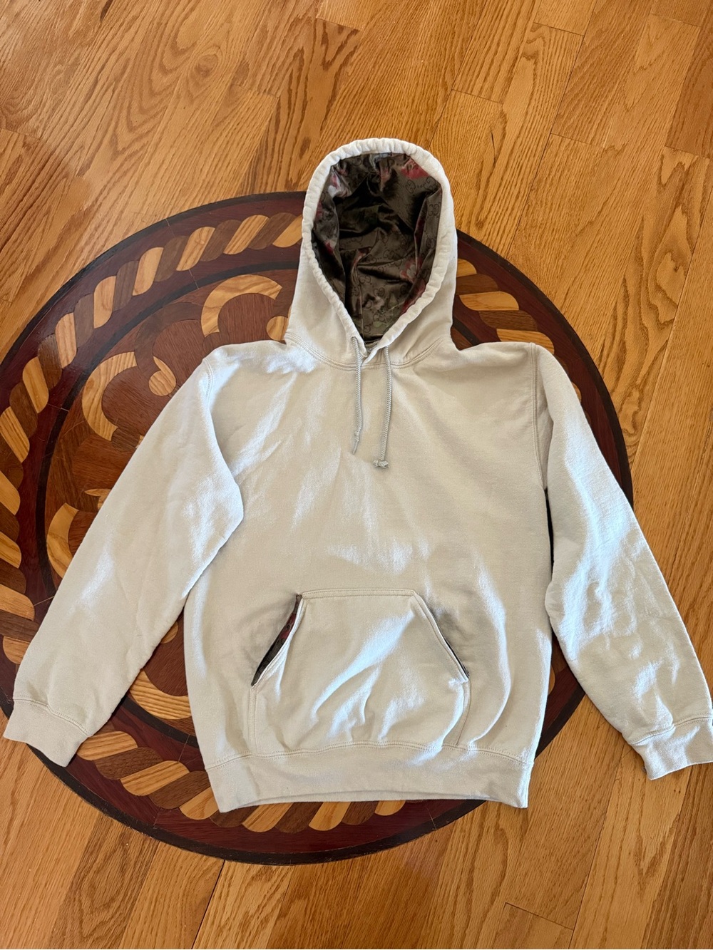 Woman’s Cream Pullover Hoodie with Lined Hood custom